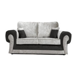 Furnishings For Less UK Chelsea Black And Silver Crushed Velvet Large 3 + 2 Seater Sofa Set Rolled Arms - thumbnail 3