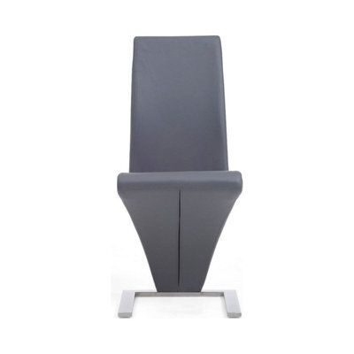 Furniture 48 Hampstead Z Grey Faux Leather Dining Chairs (Pair)