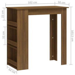 Berkfield Bar Table With Storage Rack Brown Oak 102X50X103.5 Cm Engineered Wood - thumbnail 7
