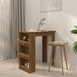 Berkfield Bar Table With Storage Rack Brown Oak 102X50X103.5 Cm Engineered Wood - thumbnail 3