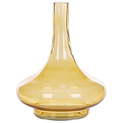 Beliani Decorative Vase Paneer Glass 30 Cm Yellow - image 1