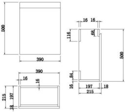 Affine Gloss White Wall Hung 400mm Slimline Vanity Unit Basin Sink Cloakroom Bathroom - thumbnail 9
