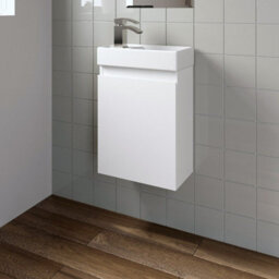 Affine Gloss White Wall Hung 400mm Slimline Vanity Unit Basin Sink Cloakroom Bathroom - thumbnail 1