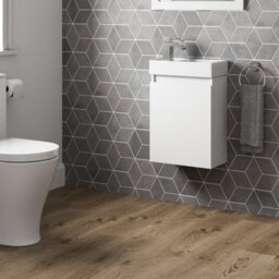 Affine Gloss White Wall Hung 400mm Slimline Vanity Unit Basin Sink Cloakroom Bathroom - thumbnail 3