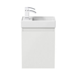 Affine Gloss White Wall Hung 400mm Slimline Vanity Unit Basin Sink Cloakroom Bathroom - thumbnail 7
