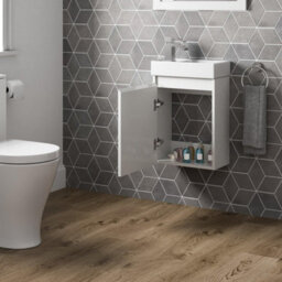 Affine Gloss White Wall Hung 400mm Slimline Vanity Unit Basin Sink Cloakroom Bathroom - thumbnail 4