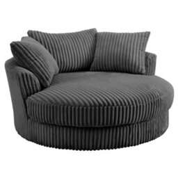 Home Detail Sky Swivel Loveseat, Dark Grey Jumbo Teddy Cord - thumbnail 3