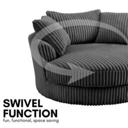 Home Detail Sky Swivel Loveseat, Dark Grey Jumbo Teddy Cord - thumbnail 4