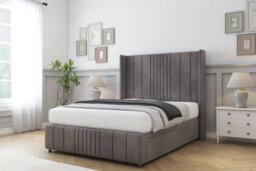 "Sloomy Hargrave Slate Naples Divan Bed Set No Drawers With 54"" Wingback & 12"" Footboard 6' Super King" - thumbnail 2