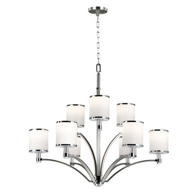 Elegant 9 Bulb Chandelier Pendant Light In Satin Nickel And Chrome Finish - image 1
