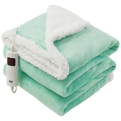 Glamhaus Heated Throw Electric Fleece Over Blanket Sofa Bed Large 160 X 130Cm Lucite Green - image 1