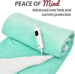 Glamhaus Heated Throw Electric Fleece Over Blanket Sofa Bed Large 160 X 130Cm Lucite Green - thumbnail 7