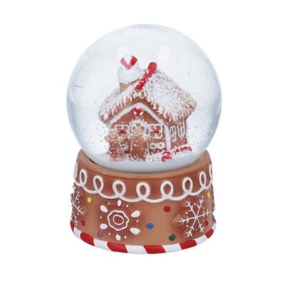 Gisela Graham Musical Gingerbread House Christmas Snow Globe, 14.5 X 9.5 Cm, Musical Festive Decoration