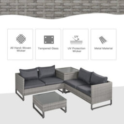 Wyld Haus Samilo 4-Seater Grey Rattan Garden Sofa Set With Storage Coffee Table And Cushions - thumbnail 5