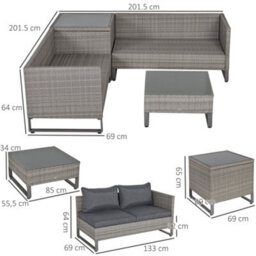 Wyld Haus Samilo 4-Seater Grey Rattan Garden Sofa Set With Storage Coffee Table And Cushions - thumbnail 3