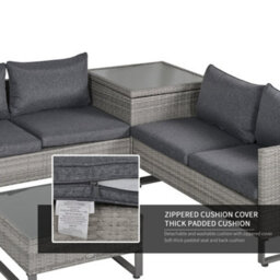 Wyld Haus Samilo 4-Seater Grey Rattan Garden Sofa Set With Storage Coffee Table And Cushions - thumbnail 4