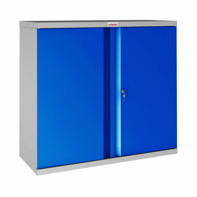 Phoenix Safe Company Phoenix Sc Series Sc1010Gbk 2 Door 1 Shelf Stationery Cupboard In Blue With Key Lock - image 1