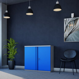 Phoenix Safe Company Phoenix Sc Series Sc1010Gbk 2 Door 1 Shelf Stationery Cupboard In Blue With Key Lock - thumbnail 6