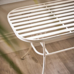 Dibor Vintage Cream Iron Slatted Indoor Outdoor Garden Hallway Furniture Coffee Table - thumbnail 4