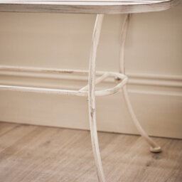 Dibor Vintage Cream Iron Slatted Indoor Outdoor Garden Hallway Furniture Coffee Table - thumbnail 5