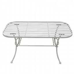 Dibor Vintage Cream Iron Slatted Indoor Outdoor Garden Hallway Furniture Coffee Table - thumbnail 2