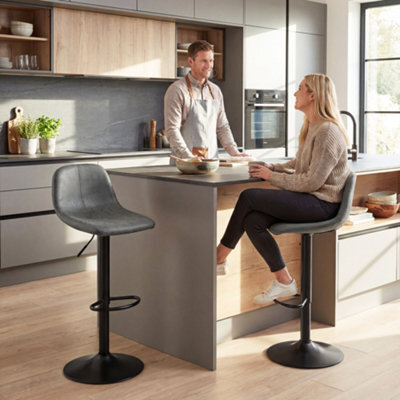 Homcom Bar Stools Set Of 2, Modern Swivel Barstools For Dining Room, Grey - image 1