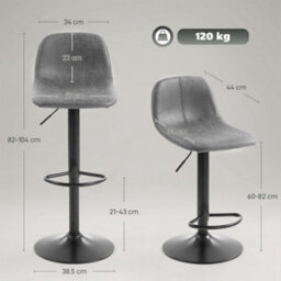 Homcom Bar Stools Set Of 2, Modern Swivel Barstools For Dining Room, Grey - thumbnail 3