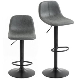 Homcom Bar Stools Set Of 2, Modern Swivel Barstools For Dining Room, Grey - thumbnail 2