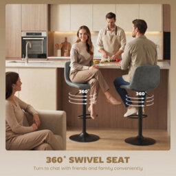 Homcom Bar Stools Set Of 2, Modern Swivel Barstools For Dining Room, Grey - thumbnail 5
