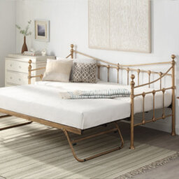 SlumberWorx Newnham Classic Victorian Style Living Room Bedroom Antique Brass Metal Day Bed Frame W Trundle - thumbnail 2