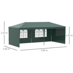 Outsunny 6M X 3M Garden Gazebo Marquee Canopy Party Tent Canopy Patio Green - thumbnail 3
