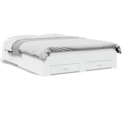Berkfield Bed Frame With Drawers Without Mattress White 150X200 Cm King Size - thumbnail 2
