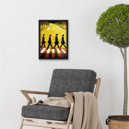 Artery8 Abbey Road Abstract Stylised Beatles Boho Landscape Red And Ochre Wall Art Print - A4 Size - thumbnail 2