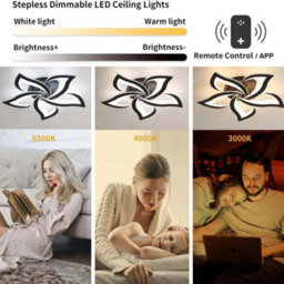 40W Modern Led Ceiling Light Dimmable Flower Chandeliers Living Room With Remote - thumbnail 8