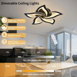 40W Modern Led Ceiling Light Dimmable Flower Chandeliers Living Room With Remote - thumbnail 3