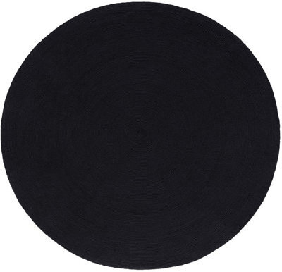 Homescapes Black Handmade Woven Braided Round Rug, 120 Cm - image 1