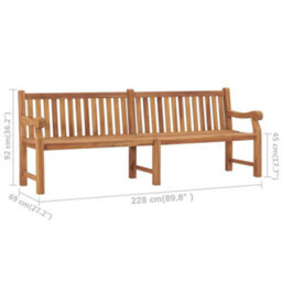 Berkfield Garden Bench 228 Cm Solid Teak Wood - thumbnail 7