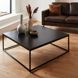 Sweeek - Metal Coffee Table Black Industrielle L 100 X W 100 X H 36Cm   Sweeek - thumbnail 6