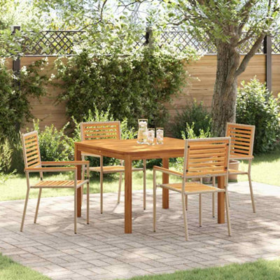 Berkfield Garden Dining Set 5 Pcs Beige Poly Rattan - image 1