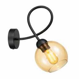 Luminosa Lighting Luminosa Lyra Wall Lamp Black Amber Glass Shade 1X E27 - thumbnail 1