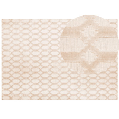 Beliani Rug Cizre Beige 160 X 230 Cm Viscose - image 1