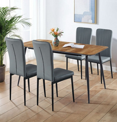 Hallowood Furniture Cullompton Large Extending Dining Table (120 To 180Cm) With 4 Grey Faux Leather High Back Chairs - image 1