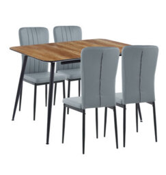 Hallowood Furniture Cullompton Large Extending Dining Table (120 To 180Cm) With 4 Grey Faux Leather High Back Chairs - thumbnail 8