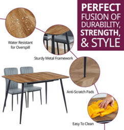 Hallowood Furniture Cullompton Large Extending Dining Table (120 To 180Cm) With 4 Grey Faux Leather High Back Chairs - thumbnail 2