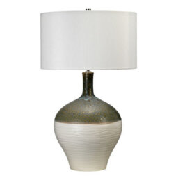 Elegant Cream Shade Table Lamp With Green And Gold Accents - Led E27 60W Bulb - thumbnail 2