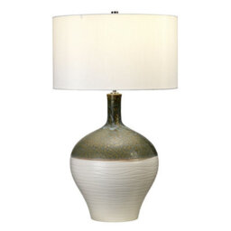 Elegant Cream Shade Table Lamp With Green And Gold Accents - Led E27 60W Bulb - thumbnail 1
