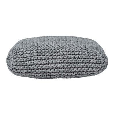 Homescapes Grey Square Cotton Knitted Pouffe Floor Cushion - image 1