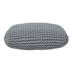 Homescapes Grey Square Cotton Knitted Pouffe Floor Cushion - thumbnail 1