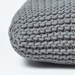Homescapes Grey Square Cotton Knitted Pouffe Floor Cushion - thumbnail 4