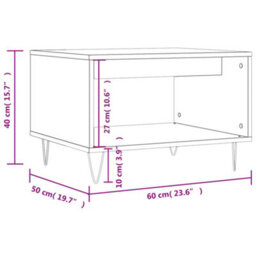 Berkfield Coffee Table Grey Sonoma 60X50X40 Cm Engineered Wood - thumbnail 9